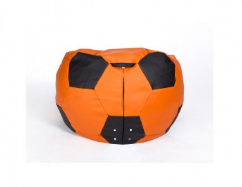 Кресло-мешок Мяч большой Экокожа оранжево-черное в Миассе - miass.mebel-74.com | фото