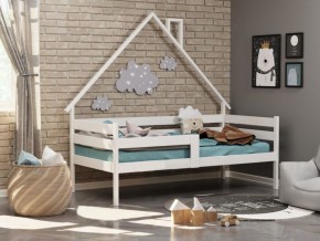 Детская кровать-домик из массива березы Соня-2 (800*1600) Белый/Лак в Миассе - miass.mebel-74.com | фото