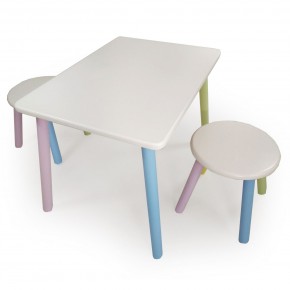 Детский комплект стол и два табурета круглых с накладкой Космос  (Белый, Белый, Цветной) в Миассе - miass.mebel-74.com | фото
