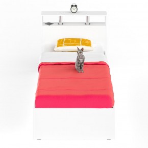 Камелия Кровать 0900, цвет белый, ШхГхВ 93,5х217х78,2 см., сп.м. 900х2000 мм., без матраса, основание есть в Миассе - miass.mebel-74.com | фото