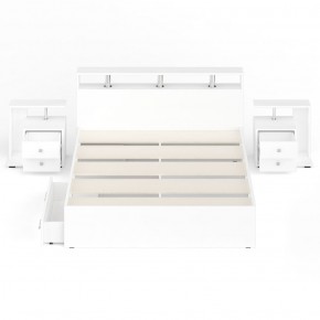 Камелия Кровать с ящиками 1600 + две тумбы, цвет белый, ШхГхВ 276х217х78,2 см., сп.м. 1600х2000 мм., без матраса, основание есть в Миассе - miass.mebel-74.com | фото