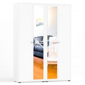 Камелия Шкаф 4-х створчатый, цвет белый, ШхГхВ 160х48х220 см., универсальная сборка, можно использовать как два отдельных шкафа в Миассе - miass.mebel-74.com | фото