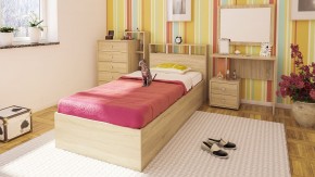 Камелия спальня № 7 Кровать 900 + Стол косметический + Зеркало + Комод, цвет дуб сонома, сп.м. 900х2000 мм., б/м, основание есть в Миассе - miass.mebel-74.com | фото