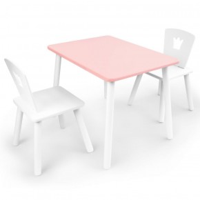 Комплект детской мебели стол и два стула Корона  (Розовый/Белый/Белый) в Миассе - miass.mebel-74.com | фото