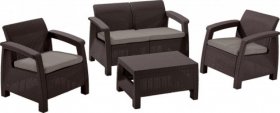 Комплект мебели Корфу сет (Corfu set) коричневый - серо-бежевый * в Миассе - miass.mebel-74.com | фото