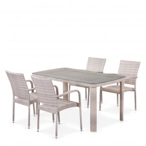 Комплект плетеной мебели T256C/Y376C-W85 Latte (4+1) + подушки на стульях в Миассе - miass.mebel-74.com | фото