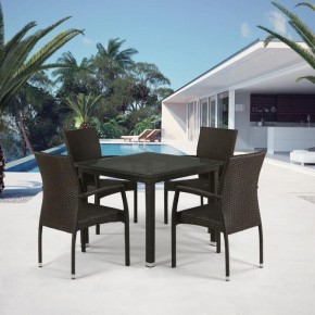Комплект плетеной мебели T257A/YC379A-W53 Brown (4+1) + подушки на стульях в Миассе - miass.mebel-74.com | фото