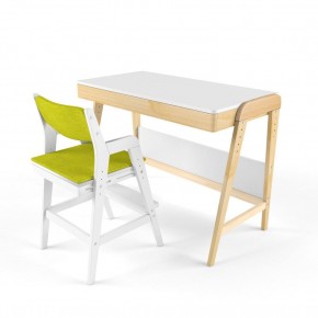 Комплект растущий стол и стул с чехлом 38 попугаев «Вуди» (Белый, Белый, Грин) в Миассе - miass.mebel-74.com | фото