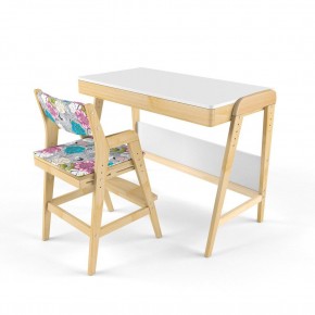 Комплект растущий стол и стул с чехлом 38 попугаев «Вуди» (Белый, Береза, Мечта) в Миассе - miass.mebel-74.com | фото