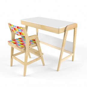 Комплект растущий стол и стул с чехлом 38 попугаев «Вуди» (Белый, Береза, Ромбы) в Миассе - miass.mebel-74.com | фото