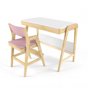 Комплект растущий стол и стул с чехлом 38 попугаев «Вуди» (Белый, Береза, Розовый) в Миассе - miass.mebel-74.com | фото