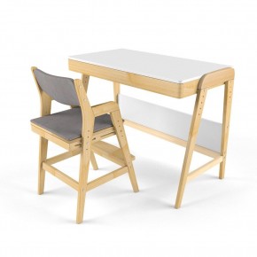 Комплект растущий стол и стул с чехлом 38 попугаев «Вуди» (Белый, Без покрытия, Серый) в Миассе - miass.mebel-74.com | фото