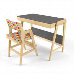 Комплект растущий стол и стул с чехлом 38 попугаев «Вуди» (Серый, Береза, Ромбы) в Миассе - miass.mebel-74.com | фото