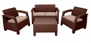 Комплект уличной мебели Yalta Premium Terrace Set (Ялта) шоколадый (+подушки под спину) в Миассе - miass.mebel-74.com | фото
