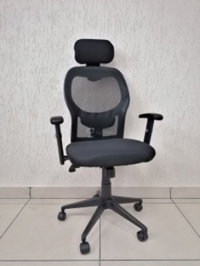 Кресло Barneo K-128 для персонала (черная ткань черная сетка) в Миассе - miass.mebel-74.com | фото