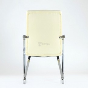 Кресло Barneo K-25 для посетителей и переговорных (хром, бежевая экокожа) в Миассе - miass.mebel-74.com | фото