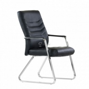 Кресло Barneo K-25 для посетителей и переговорных (хром, черная экокожа) в Миассе - miass.mebel-74.com | фото