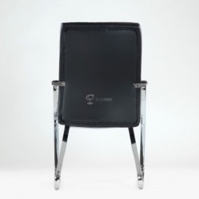 Кресло Barneo K-25 для посетителей и переговорных (хром, черная экокожа) в Миассе - miass.mebel-74.com | фото