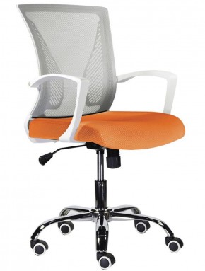 Кресло BRABIX "Wings MG-306", пластик белый, хром, сетка, серое/оранжевое, 532011 в Миассе - miass.mebel-74.com | фото