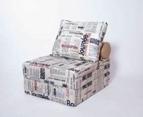 Кресло-кровать-пуф бескаркасное Прайм (Газета) в Миассе - miass.mebel-74.com | фото