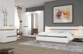Кровать 160/TYP 92, LINATE ,цвет белый/сонома трюфель в Миассе - miass.mebel-74.com | фото