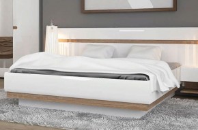 Кровать 160/TYP 94-01 с подъемником, LINATE ,цвет белый/сонома трюфель в Миассе - miass.mebel-74.com | фото