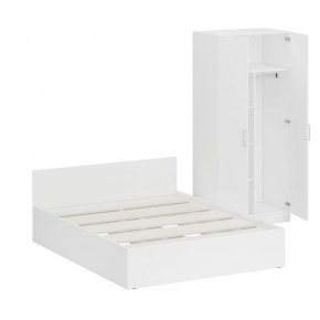 Кровать 1600 + Шкаф 2-х створчатый Стандарт, цвет белый, ШхГхВ 163,5х203,5х70 + 90х52х200 см., сп.м. 1600х2000 мм., без матраса, основание есть в Миассе - miass.mebel-74.com | фото