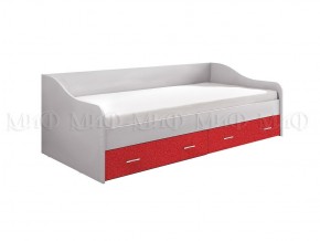 ВЕГА АЛФАВИТ Кровать 900 с настилом ЛДСП (Белый/Красный) в Миассе - miass.mebel-74.com | фото