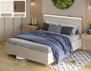 Кровать (Бело-серый U775 ST9/Дуб Галифакс Табак) 1400 в Миассе - miass.mebel-74.com | фото
