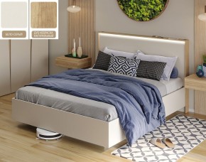 Кровать (Бело-серый U775 ST9/Дуб Небраска натуральный) 1400 в Миассе - miass.mebel-74.com | фото
