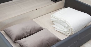 Кровать двойная Синди 160 + ортопед + ПМ + дно (арт. Марика 485 к/з (серый)) в Миассе - miass.mebel-74.com | фото