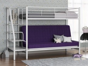 Кровать двухъярусная с диваном "Мадлен-3" (Белый/Фиолетовы) в Миассе - miass.mebel-74.com | фото