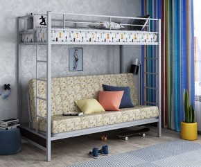 Кровать двухъярусная с диваном "Мадлен" (Серый/Фиолетовый) в Миассе - miass.mebel-74.com | фото