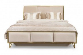 Кровать Lara 1600 с мягким изголовьем + основание (белый глянец) в Миассе - miass.mebel-74.com | фото