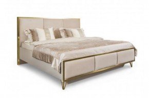 Кровать Lara 1800 с мягким изголовьем + основание (бежевый глянец) в Миассе - miass.mebel-74.com | фото