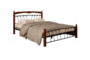 Кровать "Муза 1" КМД10  Черная (1400*2000) (ножки-махагон) с коваными изделиями в Миассе - miass.mebel-74.com | фото