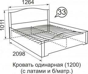 Кровать с латами Виктория 1200*2000 в Миассе - miass.mebel-74.com | фото