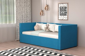 Кровать с ПМ (арт.030) (с/м 900*2000мм) (б/матр), ткань синяя в Миассе - miass.mebel-74.com | фото