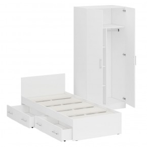 Кровать с ящиками 0900 + Шкаф 2-х створчатый Стандарт, цвет белый, ШхГхВ 93,5х203,5х70 + 90х52х200 см., сп.м. 900х2000 мм., б/м, основание есть в Миассе - miass.mebel-74.com | фото