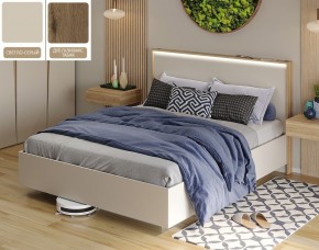Кровать (Светло-серый U750 ST9/Дуб Галифакс Табак) 1400 в Миассе - miass.mebel-74.com | фото