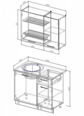 Кухонный гарнитур Антрацит 1000 (Стол. 26мм) в Миассе - miass.mebel-74.com | фото