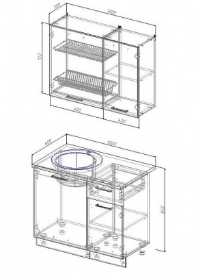 Кухонный гарнитур Антрацит 1000 (Стол. 38мм) в Миассе - miass.mebel-74.com | фото