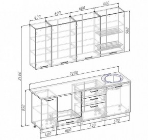 Кухонный гарнитур Антрацит 2200 (Стол. 26мм) в Миассе - miass.mebel-74.com | фото