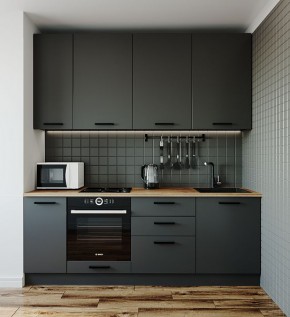 Кухонный гарнитур Антрацит 2200 (Стол. 38мм) в Миассе - miass.mebel-74.com | фото