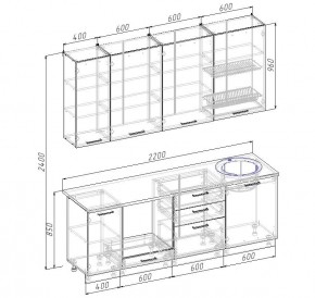 Кухонный гарнитур Графика 2200 (Стол. 38мм) в Миассе - miass.mebel-74.com | фото