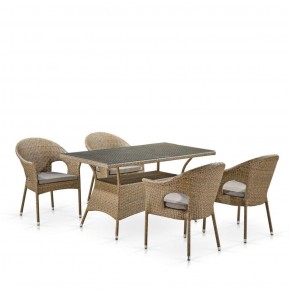 Обеденный комплект плетеной мебели T198B/Y79B-W56 Light Brown (4+1) в Миассе - miass.mebel-74.com | фото