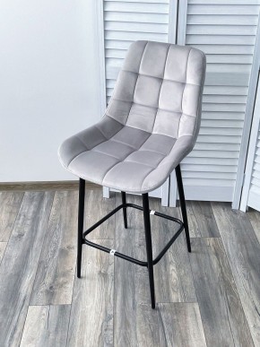 Полубарный стул ХОФМАН, цвет H-09 Светло-серый, велюр / черный каркас H=63cm М-City в Миассе - miass.mebel-74.com | фото