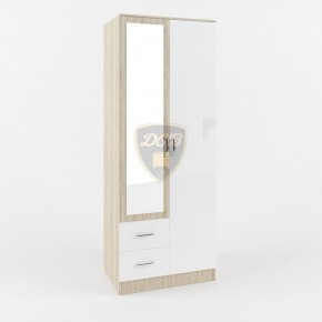 Шкаф 2-х створчатый с зеркалом Софи СШК 800.3 (дуб сонома/белый глянец) в Миассе - miass.mebel-74.com | фото