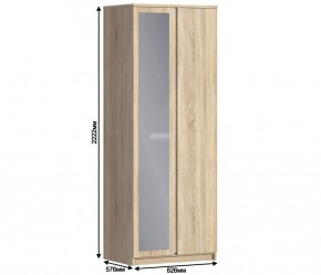 Шкаф 2х дверный с зеркалом Веста СБ-2259 (Дуб Сонома) в Миассе - miass.mebel-74.com | фото