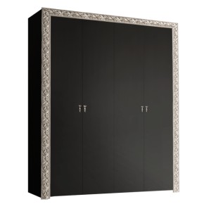 Шкаф 4-х дв. без зеркал Тиффани Premium черная/серебро (ТФШ2/4(П) в Миассе - miass.mebel-74.com | фото